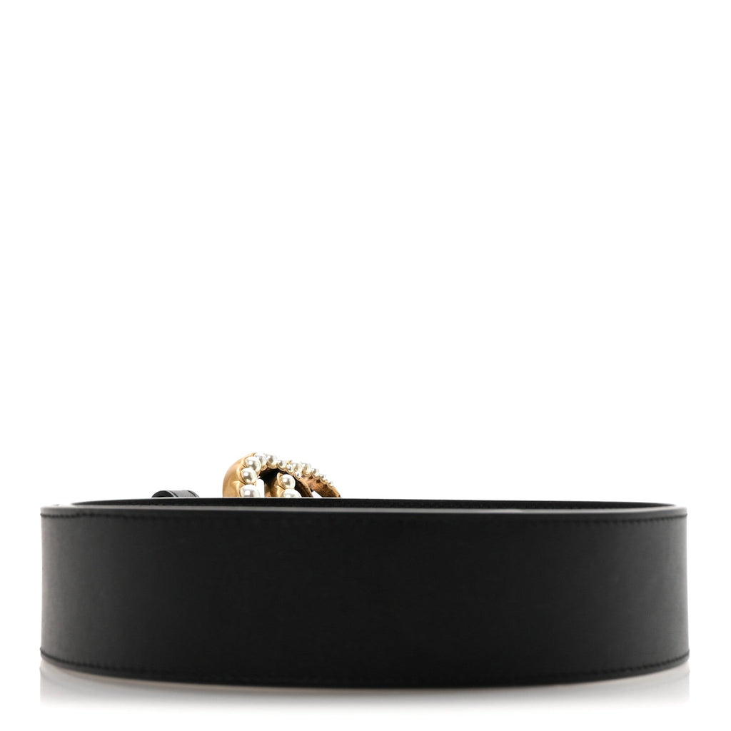 Gucci Moon Calfskin Pearl Double G Belt 70 28 Black Cream