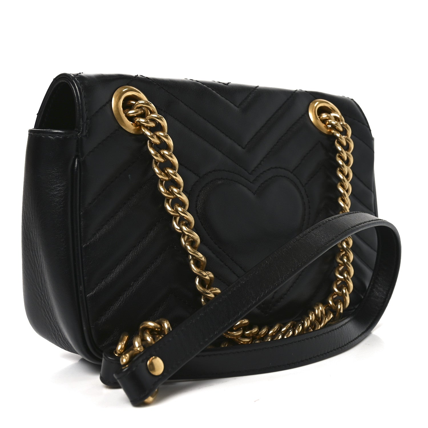 Gucci Calfskin Matelasse Mini GG Marmont Shoulder Bag Black