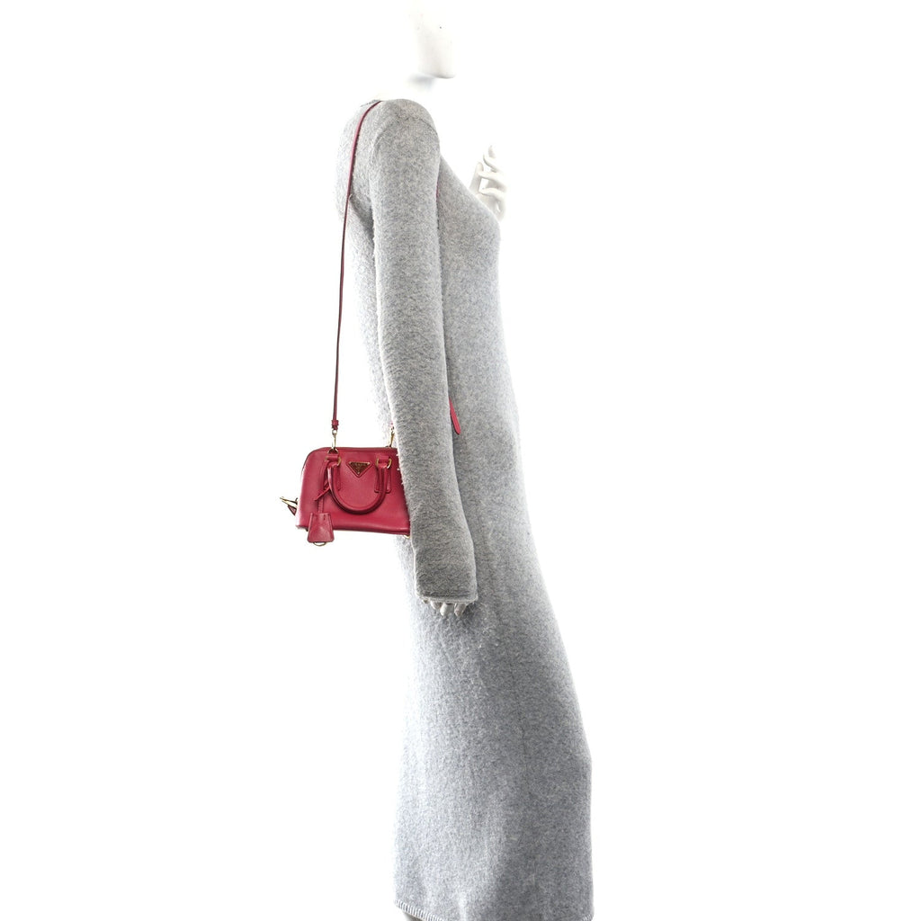 Prada Saffiano Lux Mini Promenade Tote Fuxia