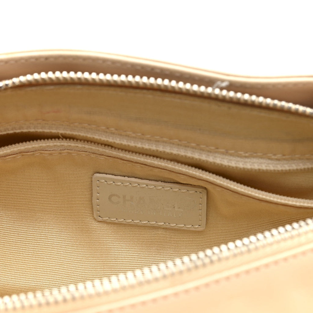Chanel Lambskin Quilted CC Chocolate Bar Barrel Bag Beige