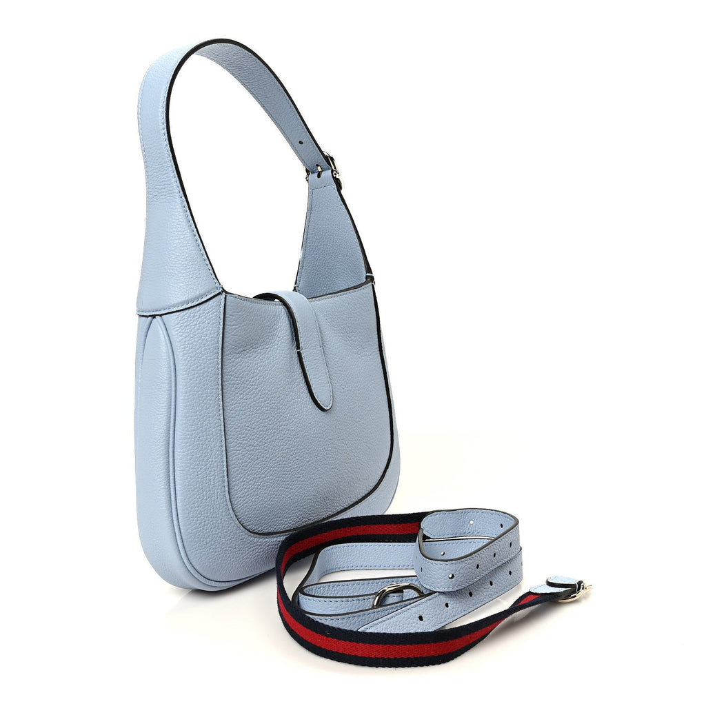 Gucci Grained Calfskin Web Medium Jackie 1961 Hobo Light Blue