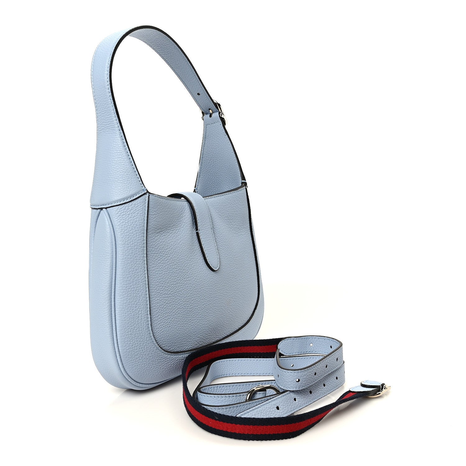 Gucci Grained Calfskin Web Medium Jackie 1961 Hobo Light Blue