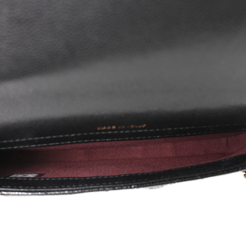 Caviar Quilted Flap Phone Holder With Chain Black
