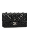 Chanel Lambskin Quilted Mini Rectangular Flap Black