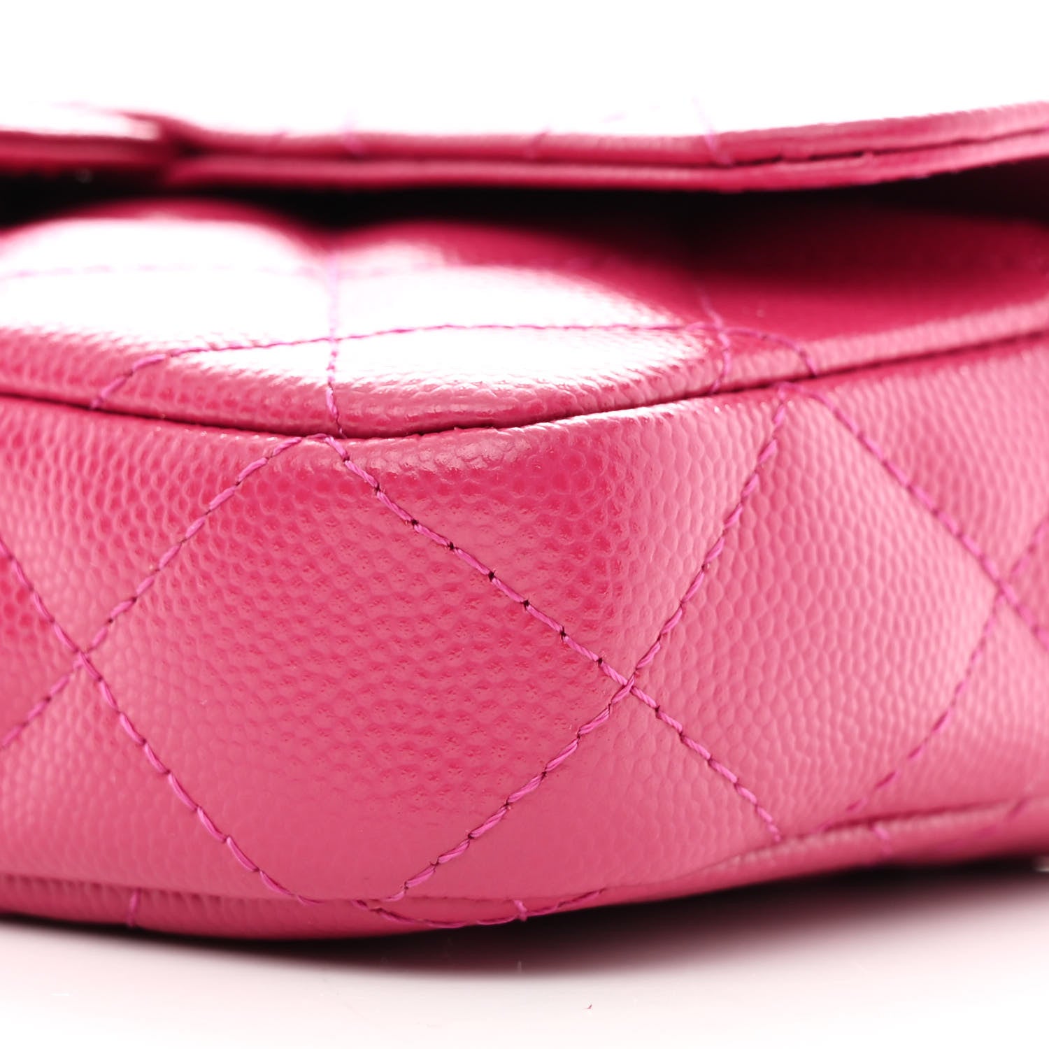 Chanel Caviar Quilted Flap Phone Holder With Chain Pink