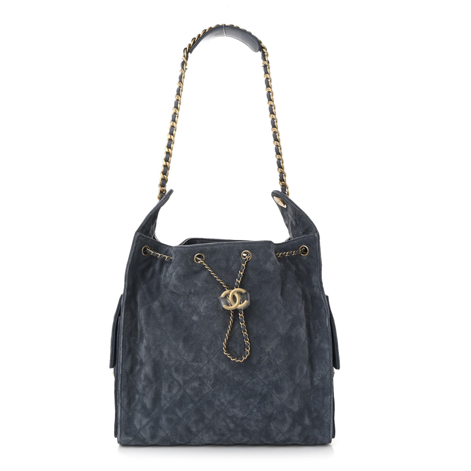 Chanel Suede Quilted Medium Chanel 25 Handbag Blue