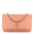 Chanel Caviar Quilted Perforated Metal CC Wallet On Chain WOC Beige