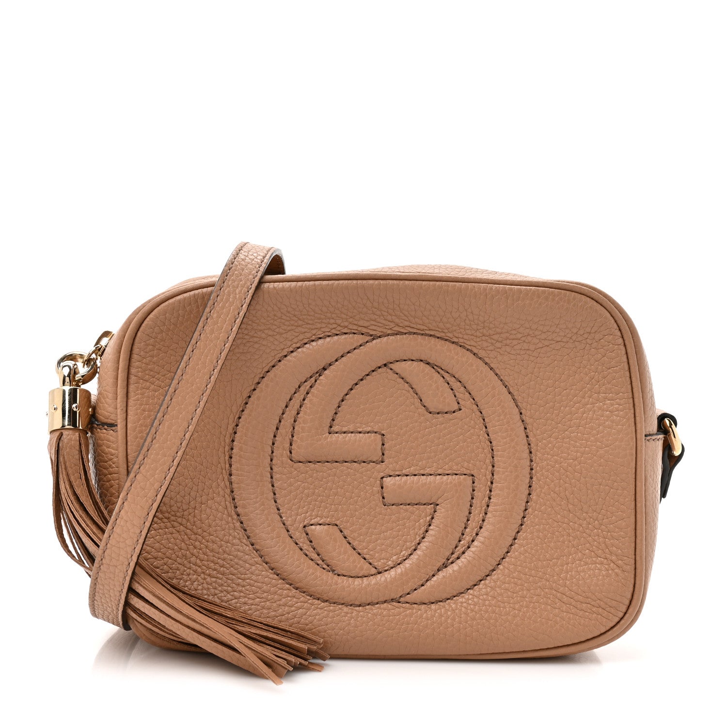 Gucci Pebbled Calfskin Small Soho Disco Bag Camelia