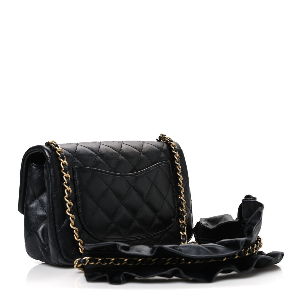 Chanel Lambskin Quilted Mini Romance Rectangular Flap Black