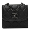 Chanel Lambskin Quilted Mini Trendy CC Clutch With Chain So Black