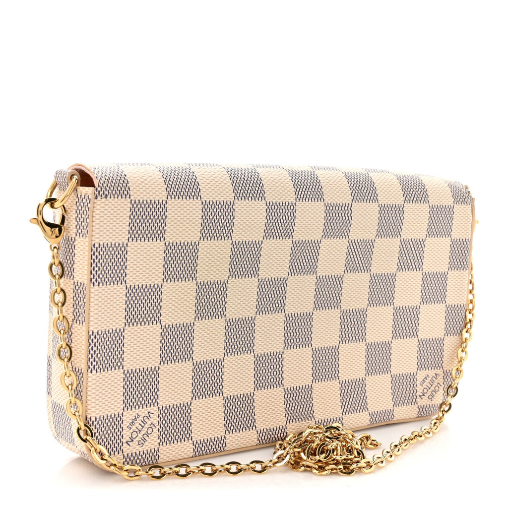 Louis Vuitton Damier Azur Pochette Felicie Chain Wallet Rose Ballerine