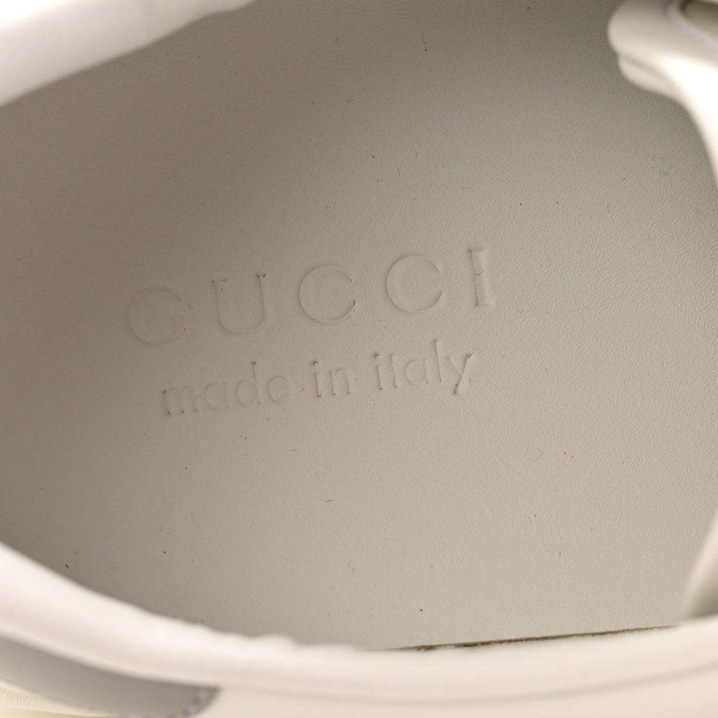 Gucci Calfskin Interlocking G Perforated Mens Ace Sneakers 8 White Grey Sky