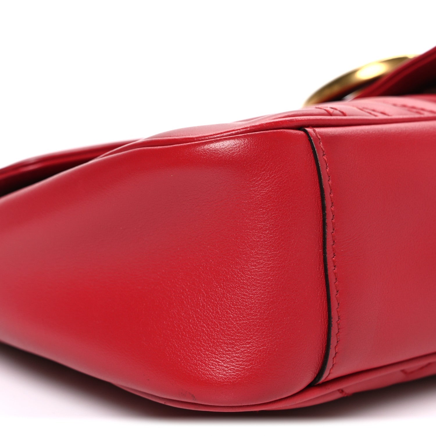 Gucci Calfskin Matelasse Small GG Marmont Shoulder Bag Hibiscus Red