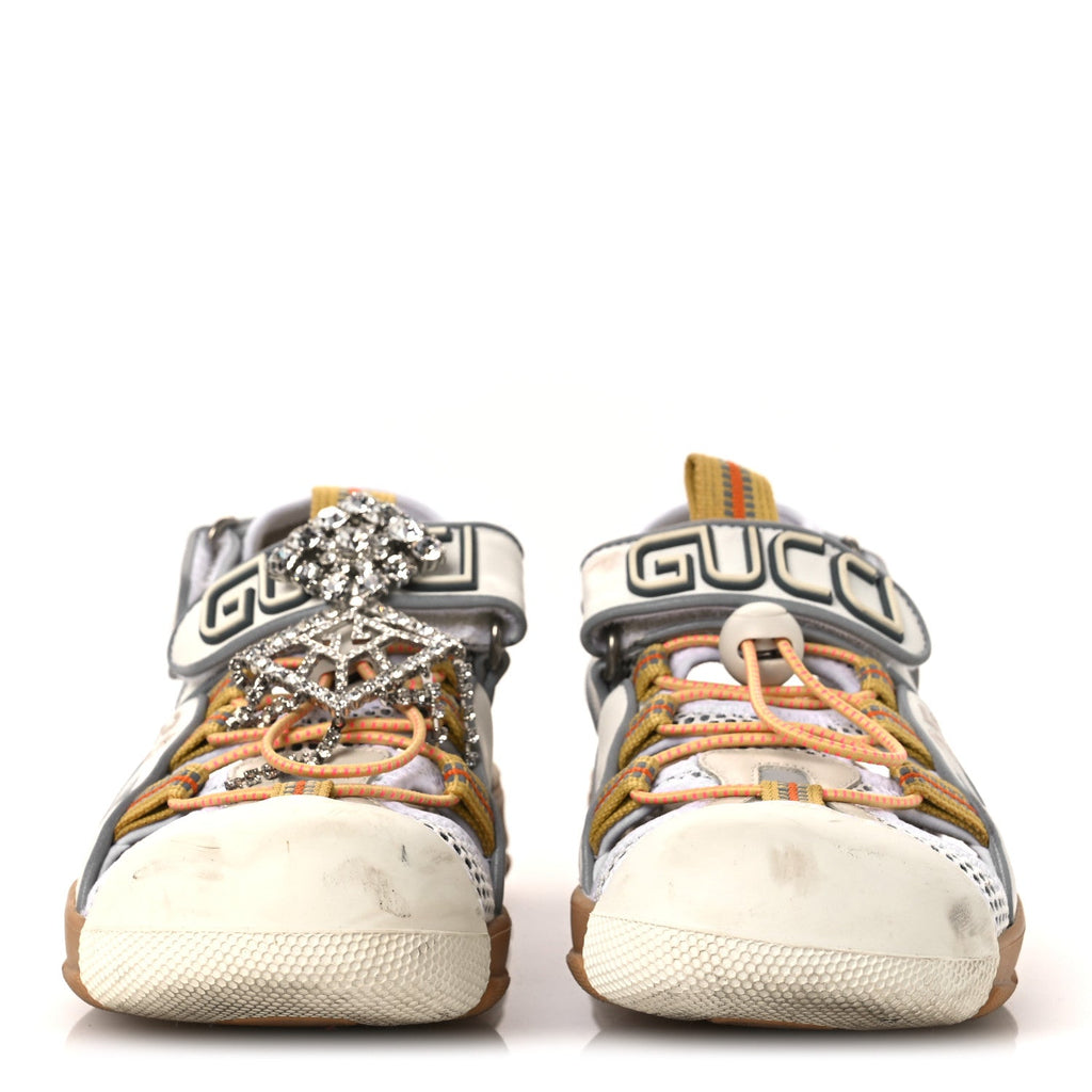 Gucci Mesh Fabric Tinsel Sport Sandals 36 White Silver
