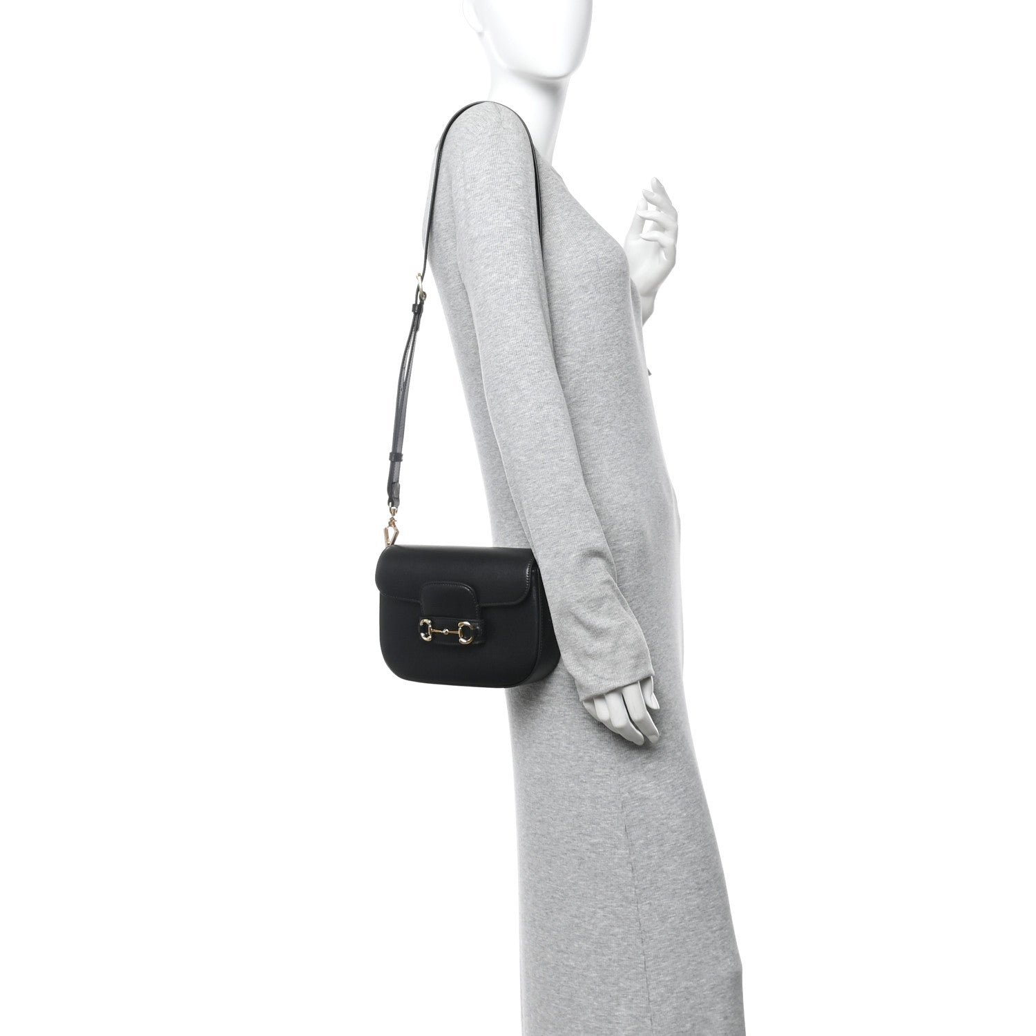 Gucci Azalea Calfskin Web Mini Horsebit 1955 Shoulder Bag Black