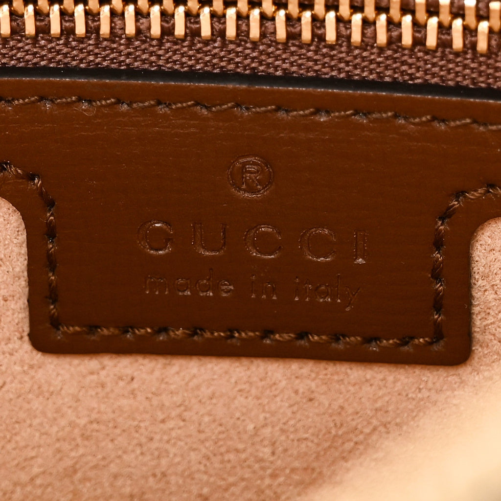 Gucci GG Supreme Monogram Small Horsebit 1955 Shoulder Bag Beige Brown Sugar
