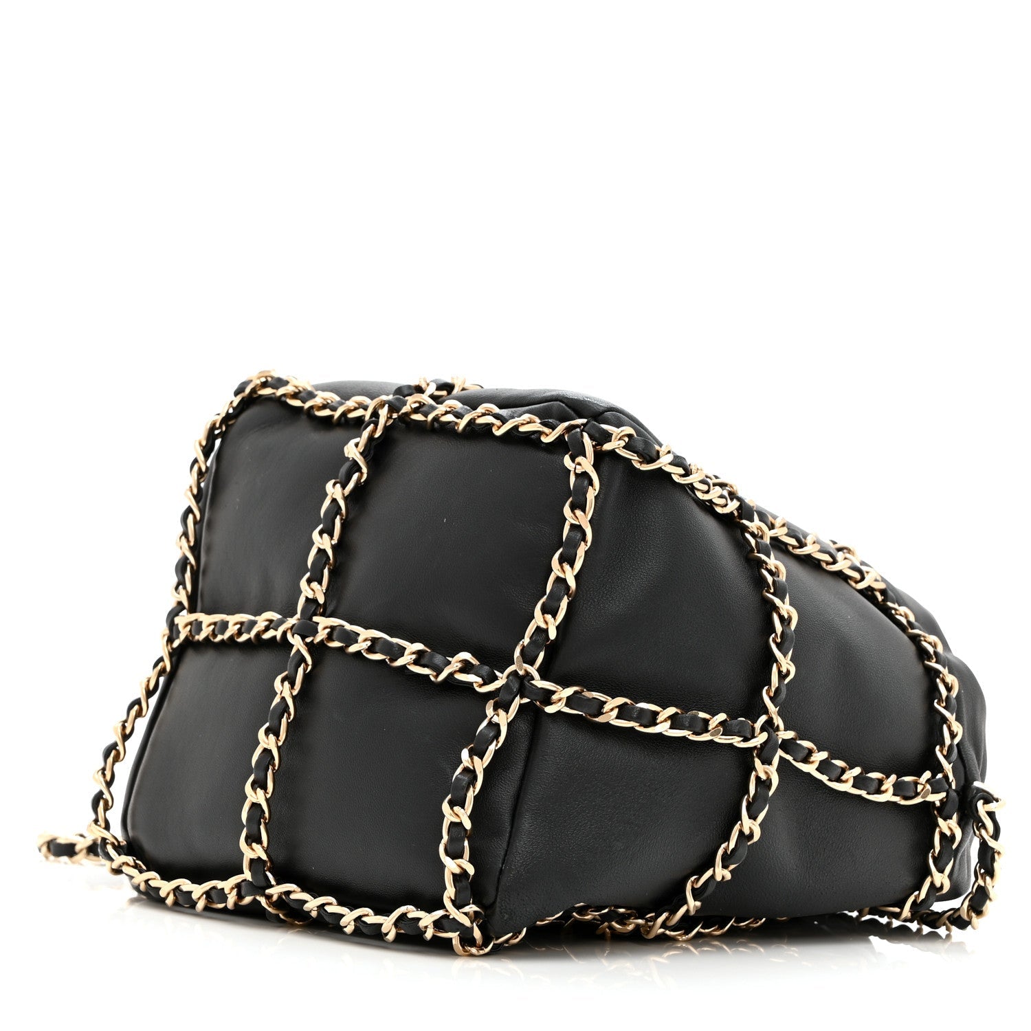 Chanel Lambskin Bucket Chain Drawstring Bag Black