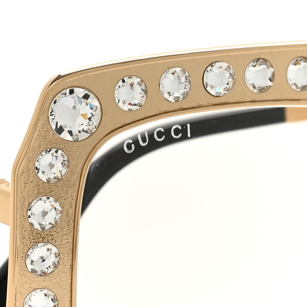 Gucci Metal Acetate Crystal Oversize GG0115S Eyeglasses Gold