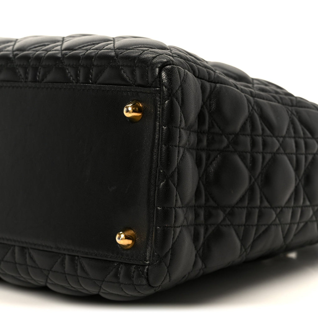Christian Dior Lambskin Cannage Large Lady Dior Black