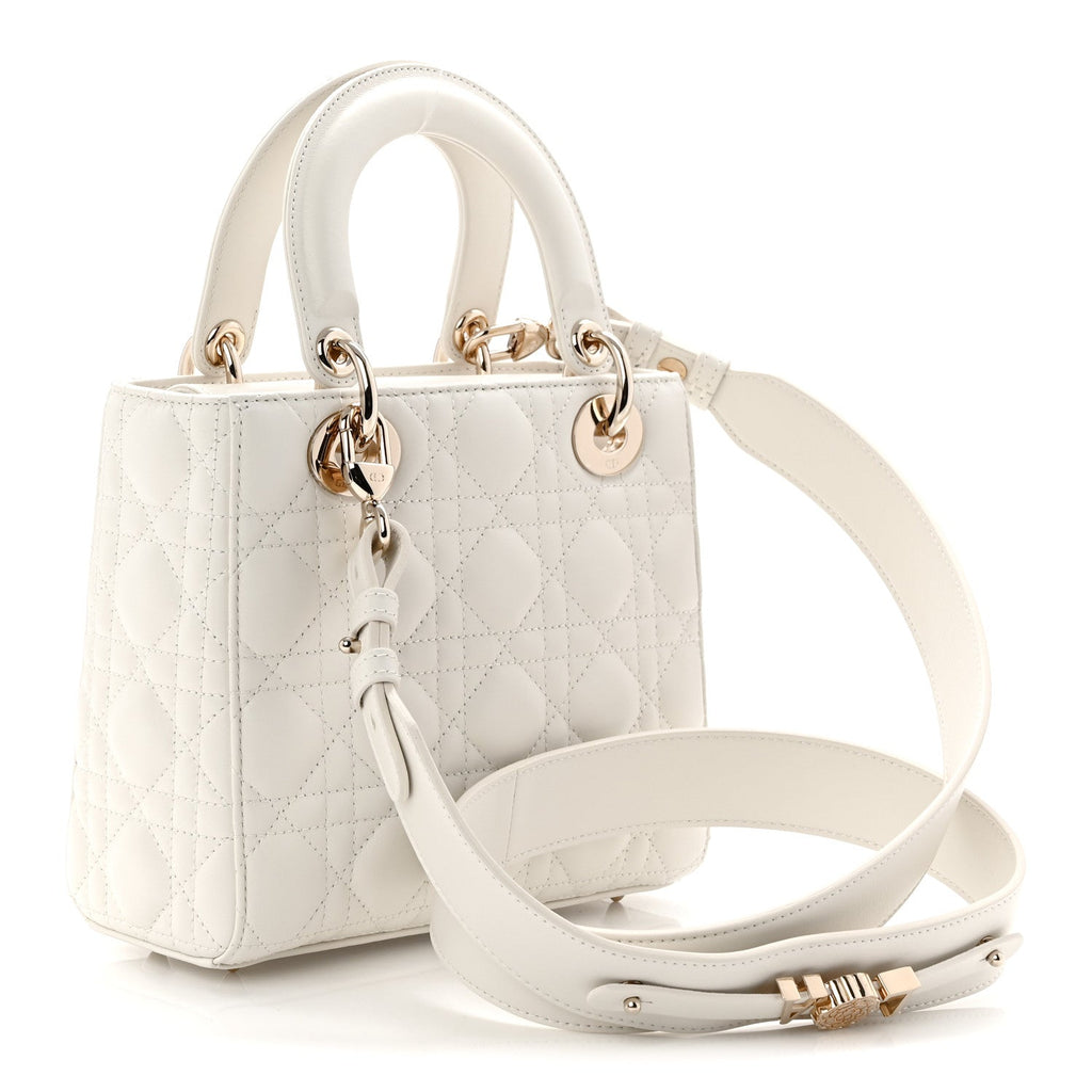 Christian Dior Lambskin Cannage Small My ABCDior Lady Dior White