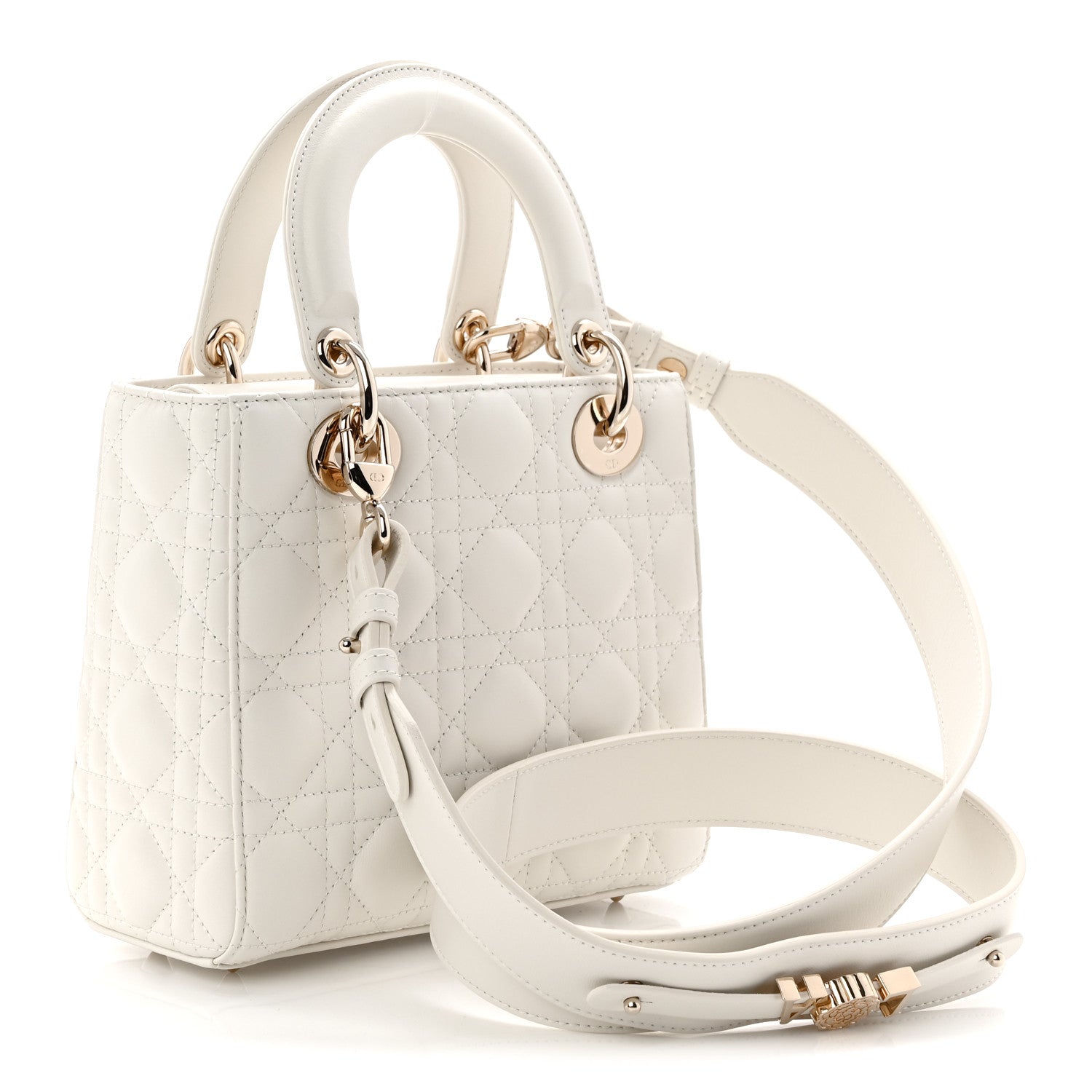 Christian Dior Lambskin Cannage Small My ABCDior Lady Dior White