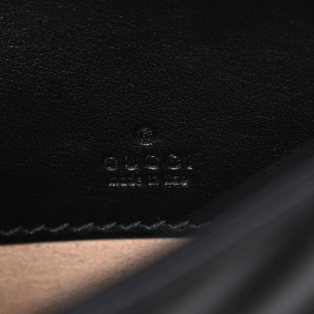 Gucci Calfskin Matelasse Mini GG Marmont Chain Half Moon Crossbody Bag Black