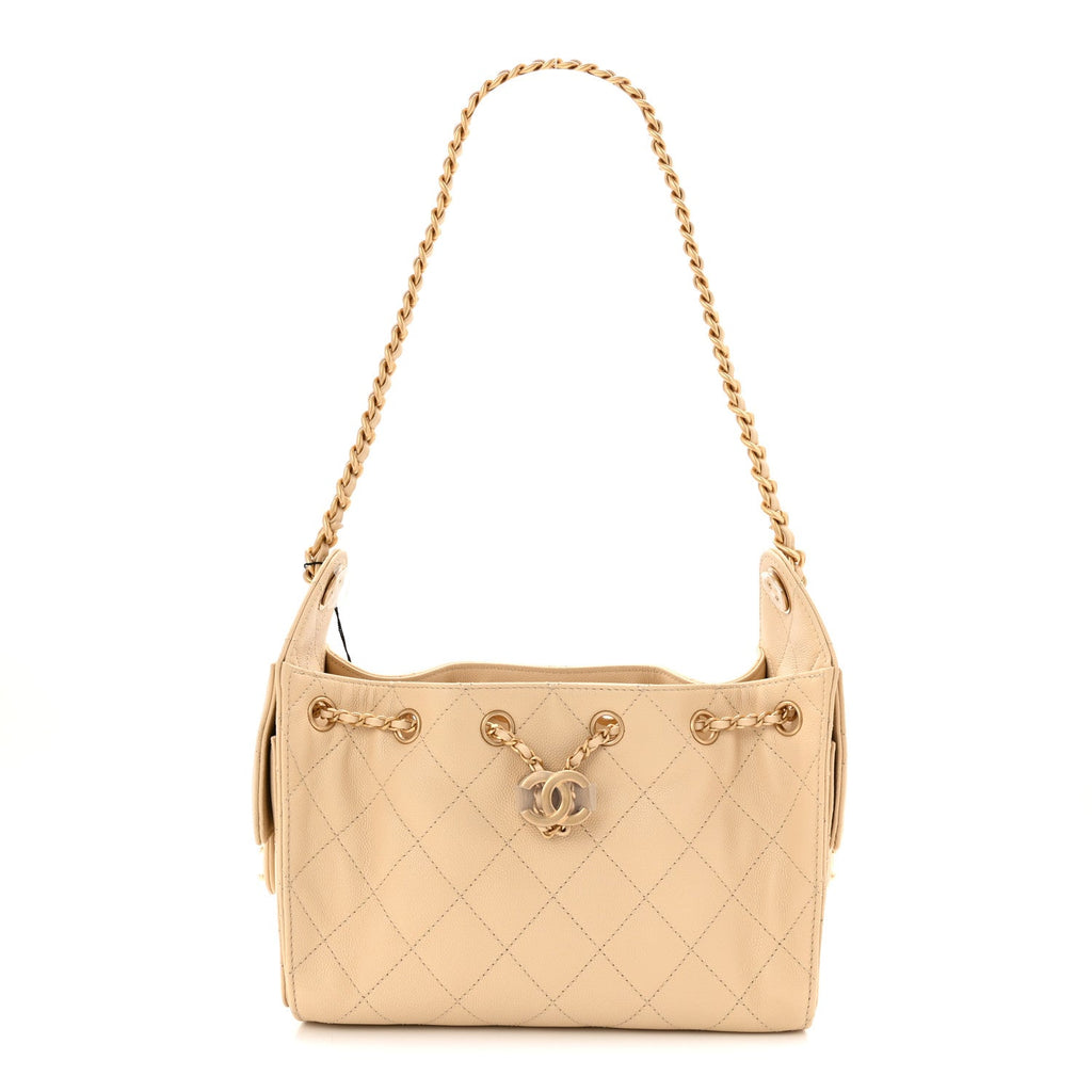Chanel Caviar Quilted Mini Chanel 25 Handbag Beige