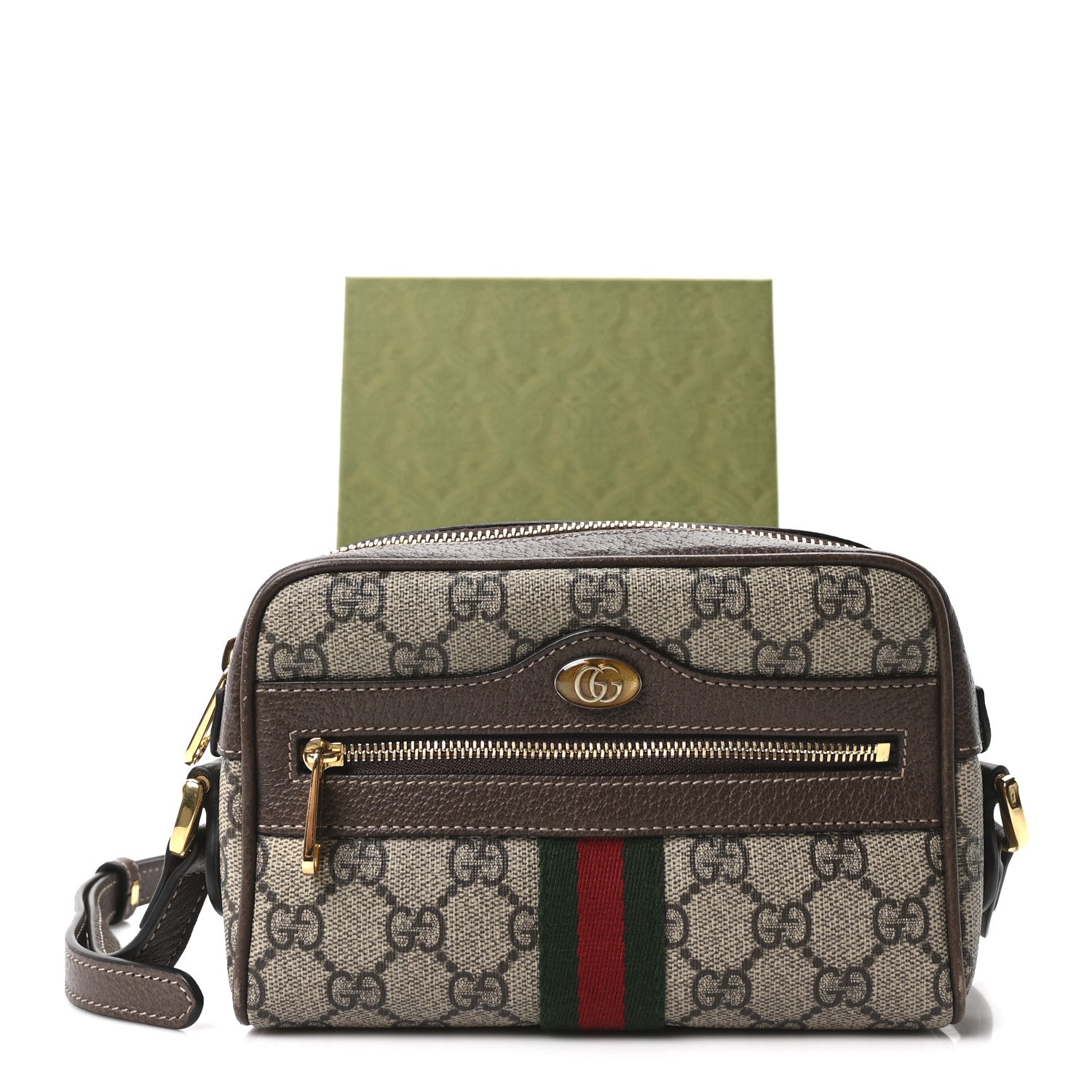 Gucci GG Supreme Monogram Web Mini Ophidia Shoulder Bag Brown