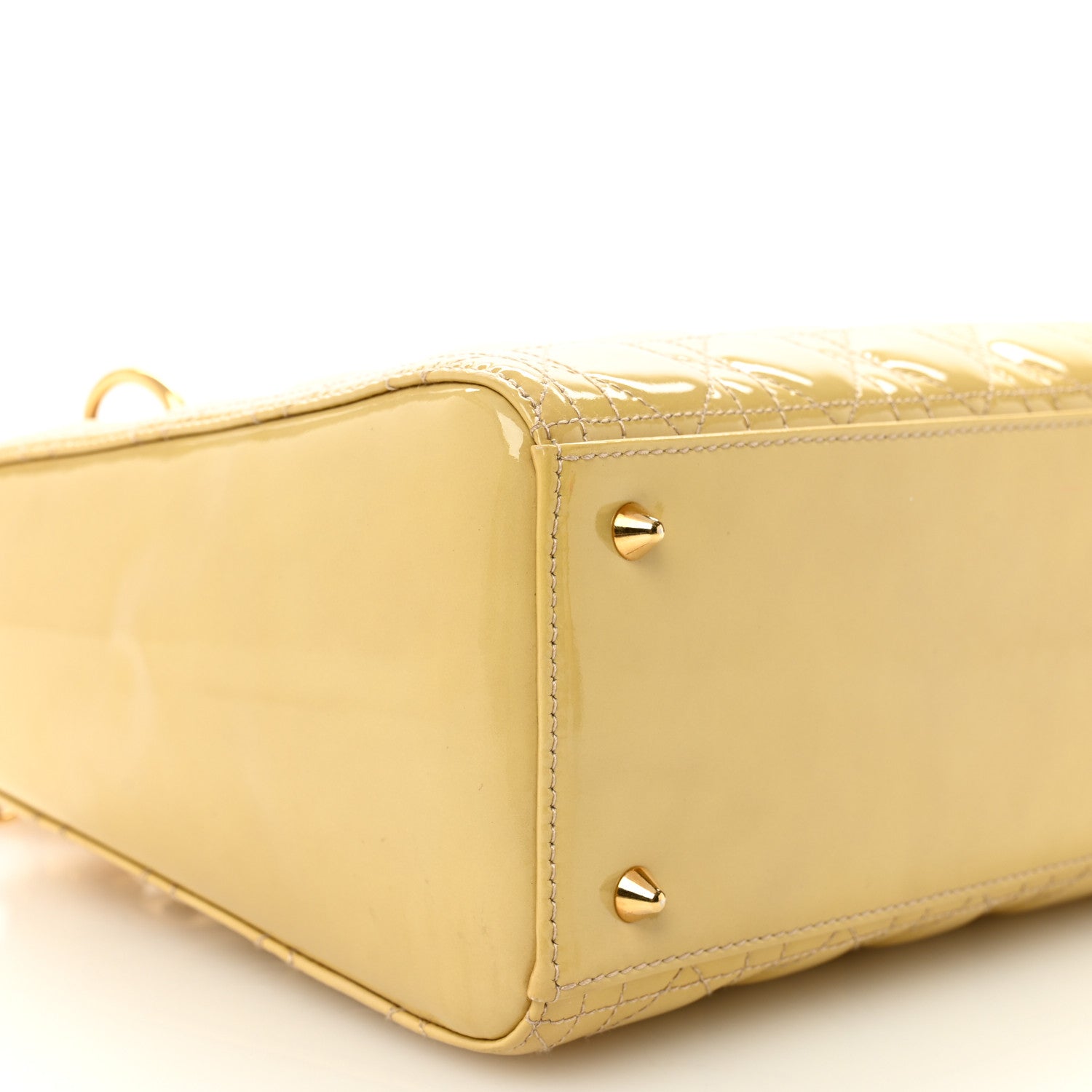 Christian Dior Patent Cannage Medium Lady Dior Beige