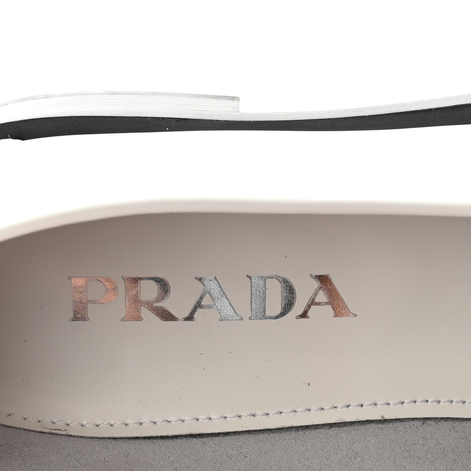 Prada Spazzolato Metal Triangle Logo 20mm Loafers 39 White