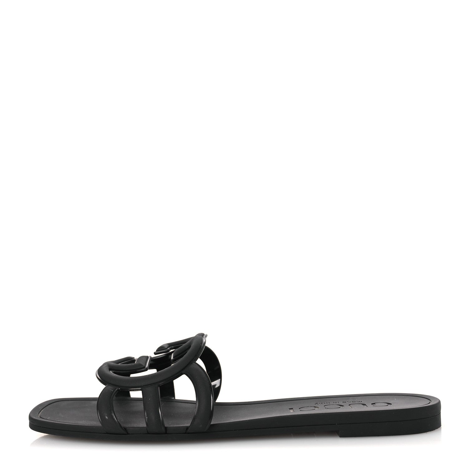 Gucci Rubber Interlocking G Womens Slide Sandals 38 Black