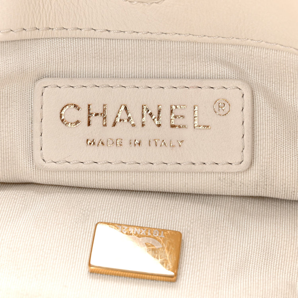 Chanel Calfskin Quilted Fringe Small Shopping Bag White