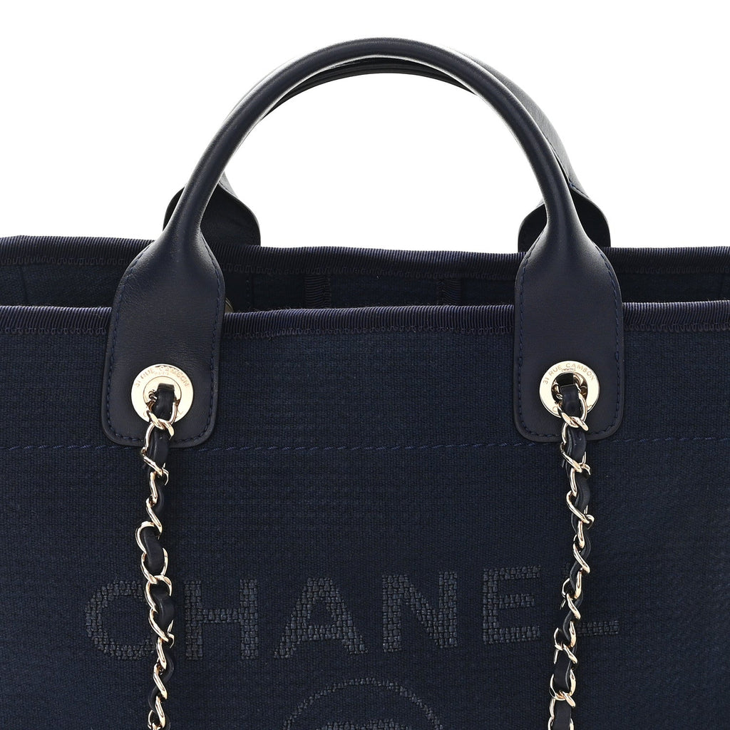 Chanel Mixed Fibers Small Deauville Tote Navy