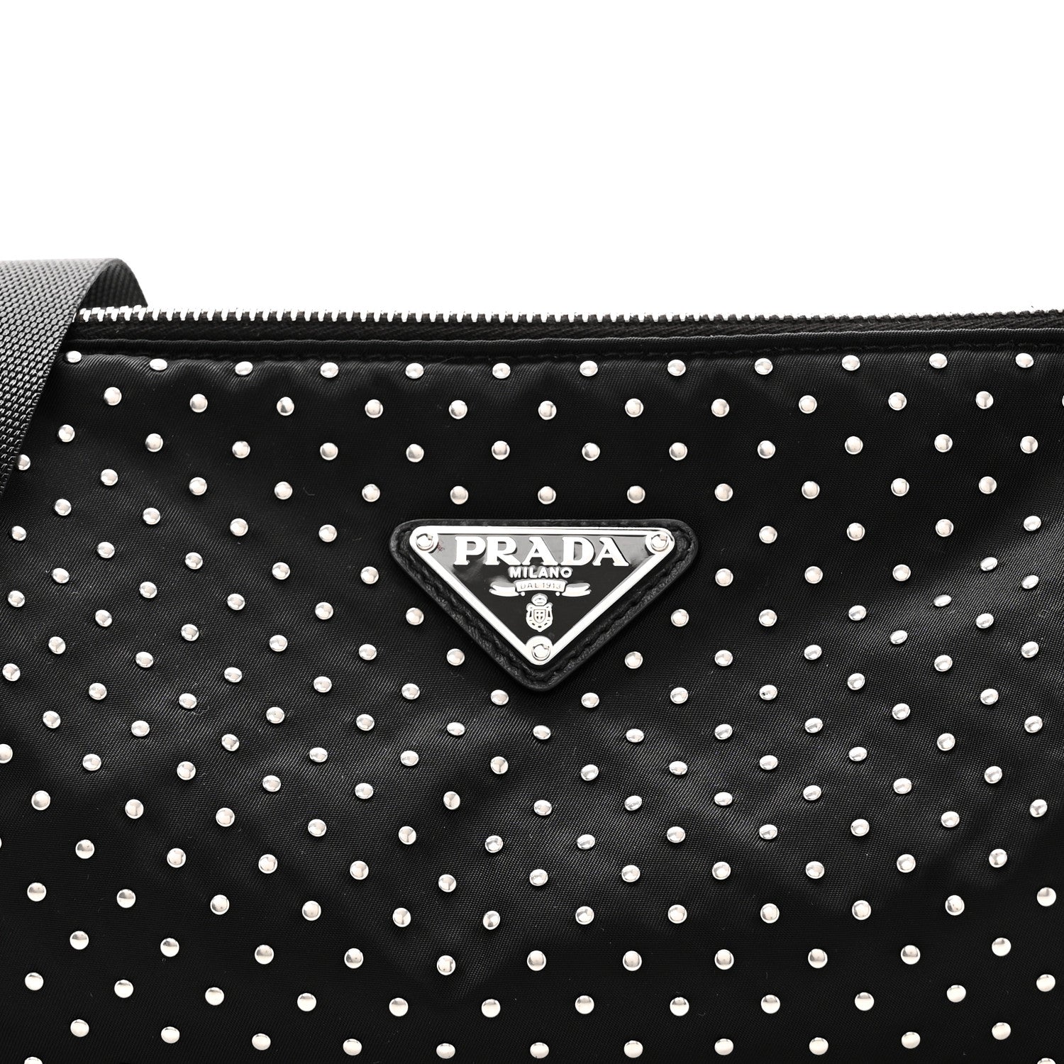 Prada Re-Nylon Studded Shoulder Bag Black