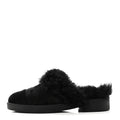 Chanel Suede Shearling CC Cap Toe Mules 36 Black