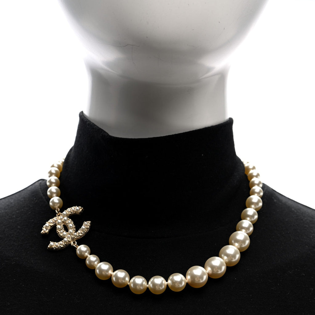 Pearl CC 100th Anniversary Necklace Light Gold