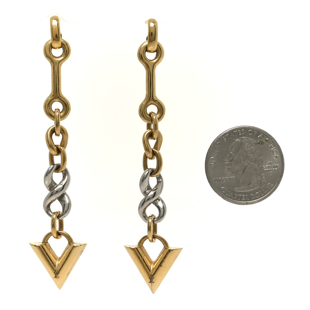 Louis Vuitton Essential V Dangle Earrings Gold Silver