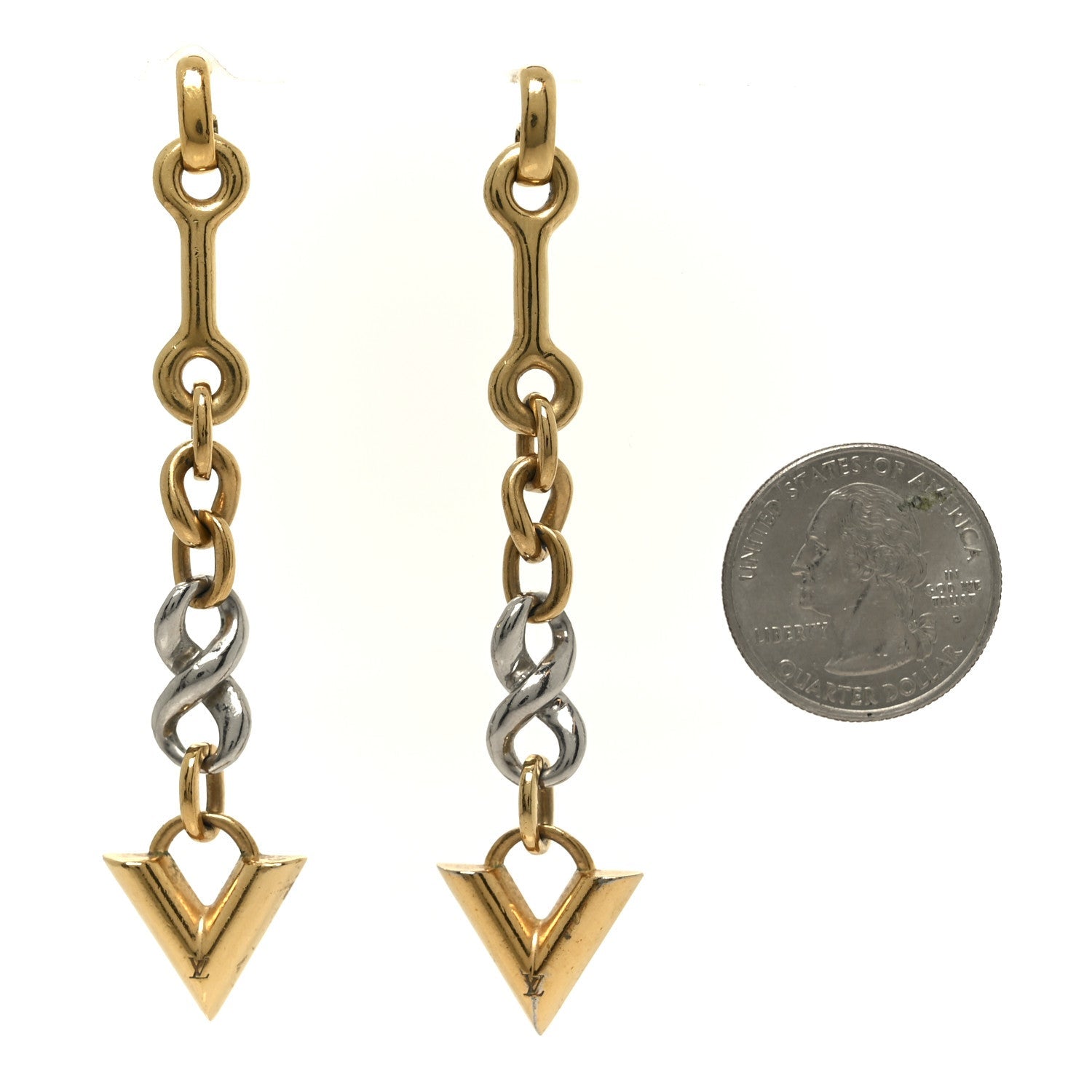 Louis Vuitton Essential V Dangle Earrings Gold Silver