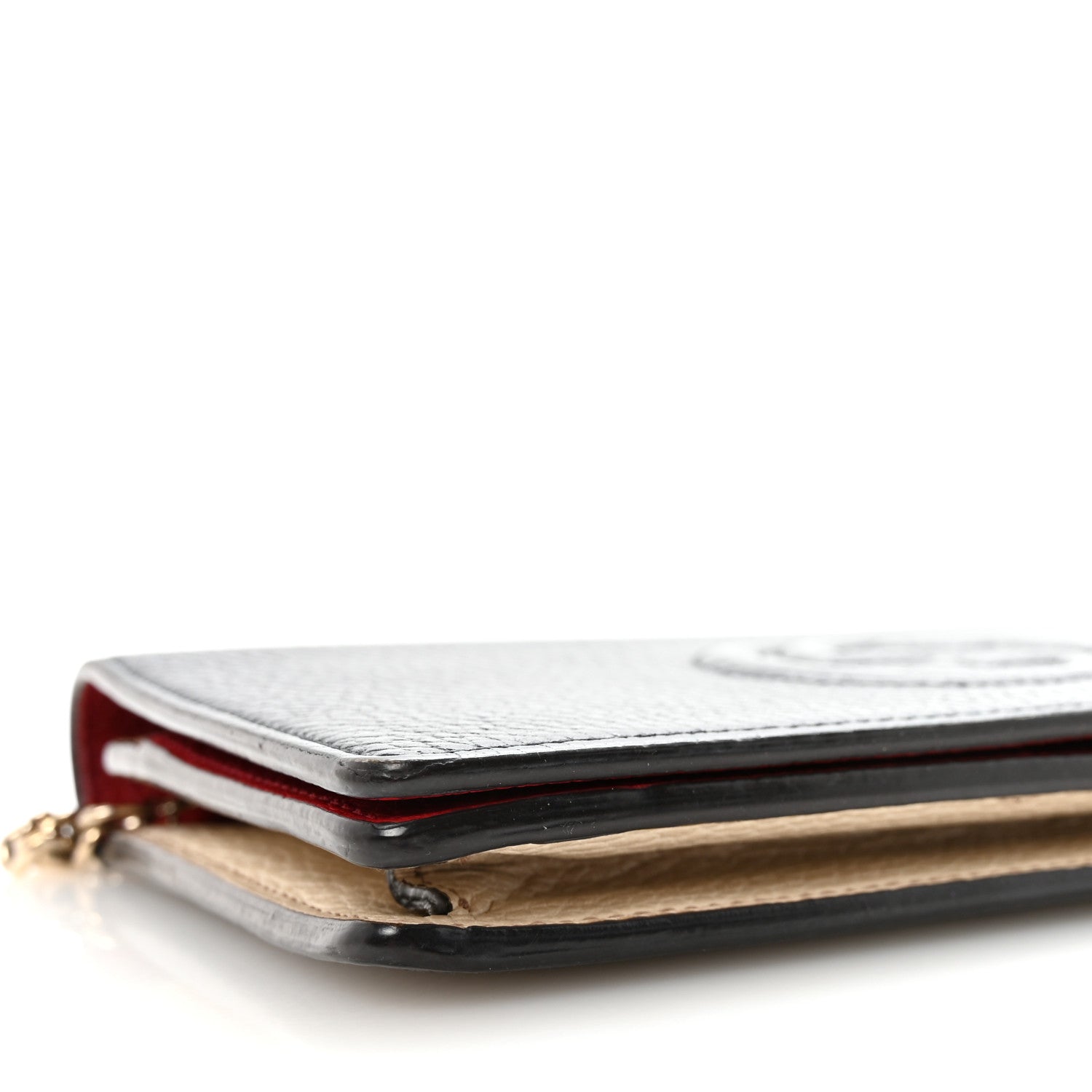 Gucci Dollar Calfskin Soho Wallet On Chain Blue Hibiscus Red Mystic White