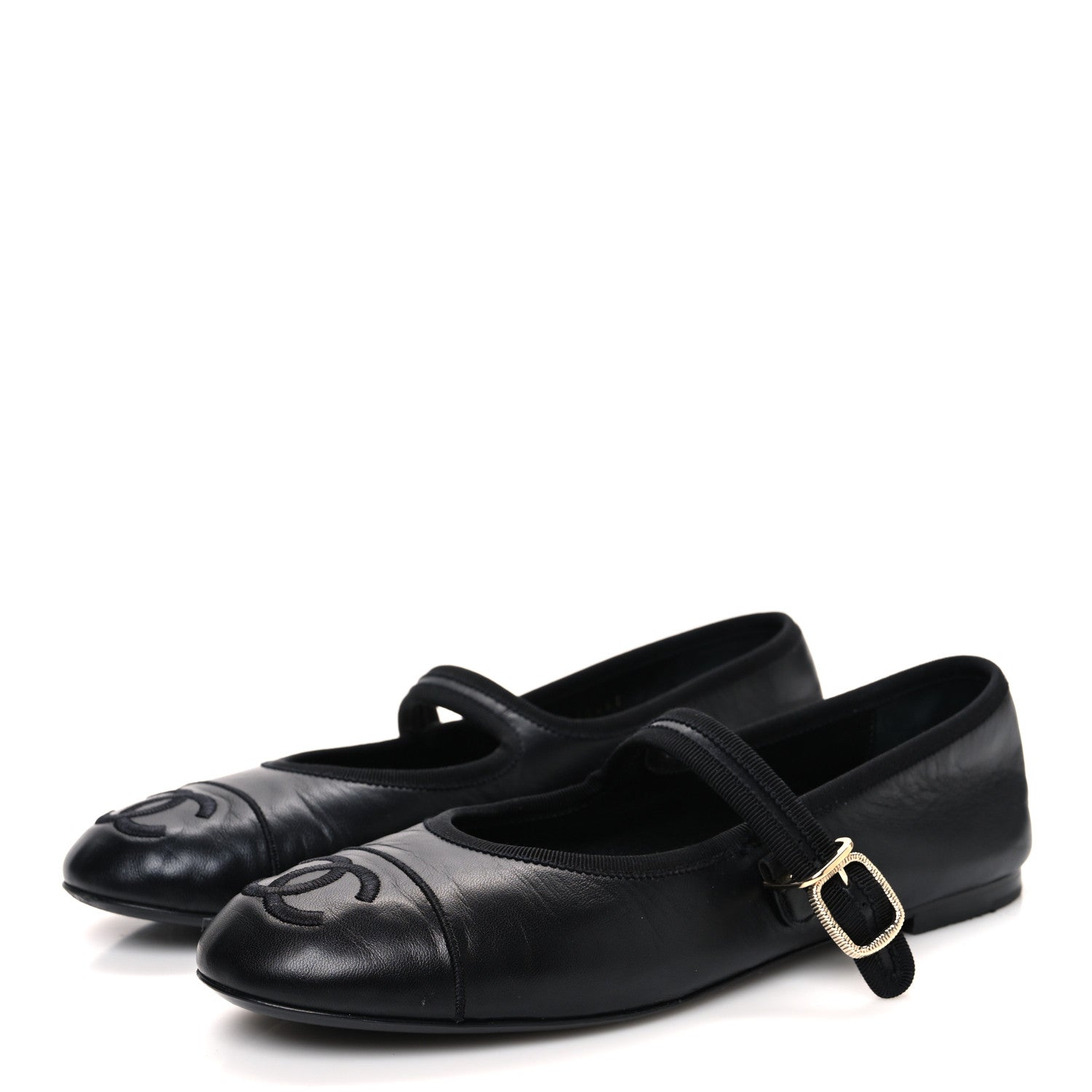 Lambskin Mary Jane Flats 40 Black