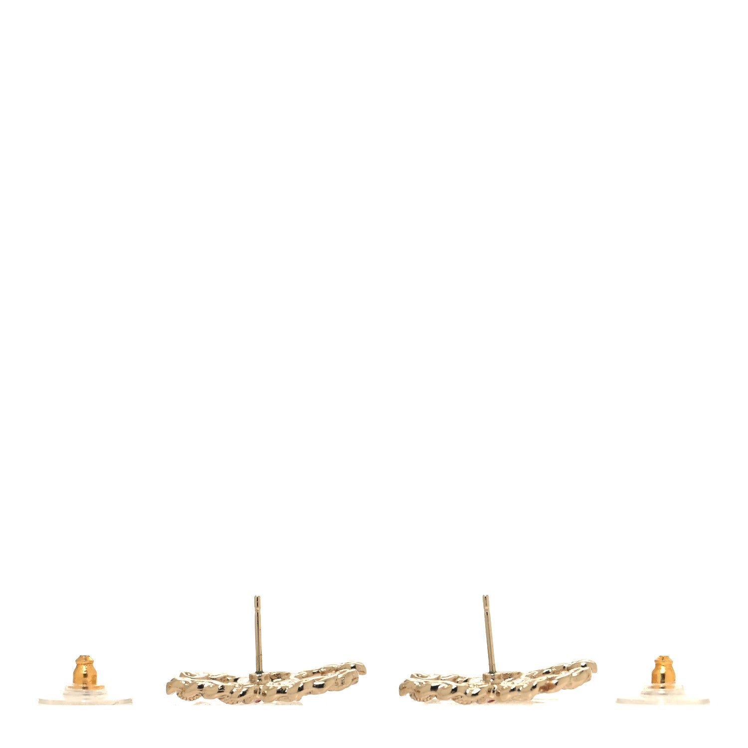 Enamel Metal Chain French New Wave CC Earrings Red Gold