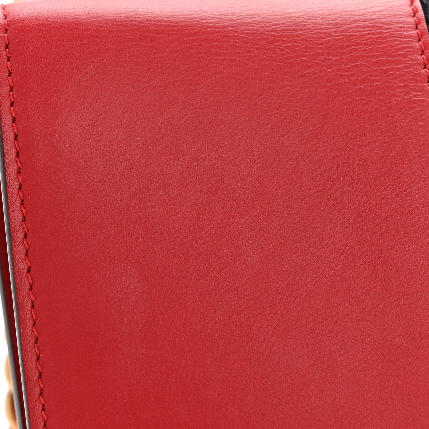 Gucci Calfskin Web Medium Peony Chain Shoulder Bag Red