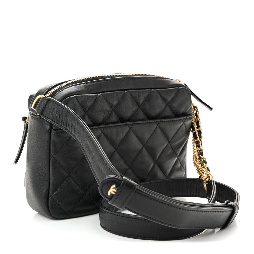 Chanel Calfskin Quilted Small Camera Case Black