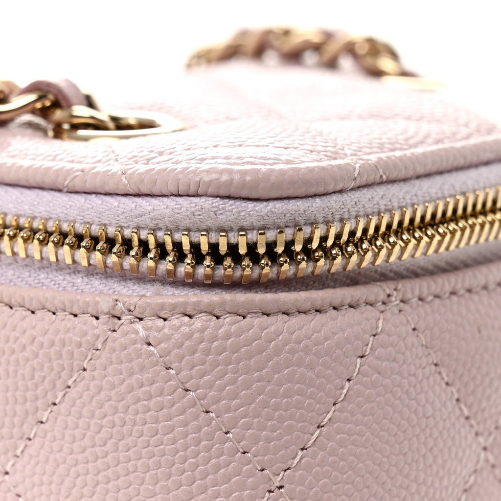 Chanel Caviar Quilted Mini Vanity Case With Chain Light Pink