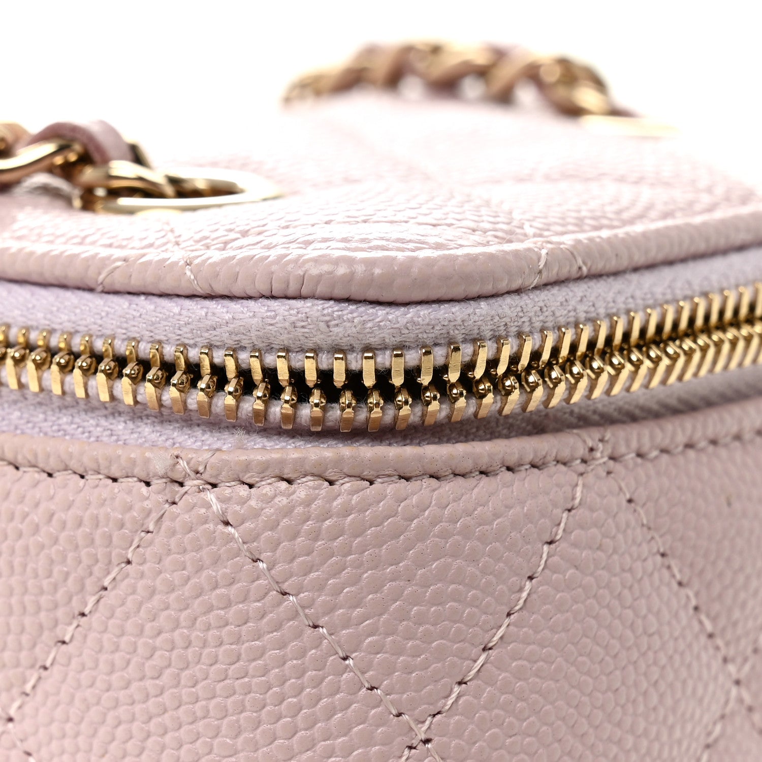Chanel Caviar Quilted Mini Vanity Case With Chain Light Pink