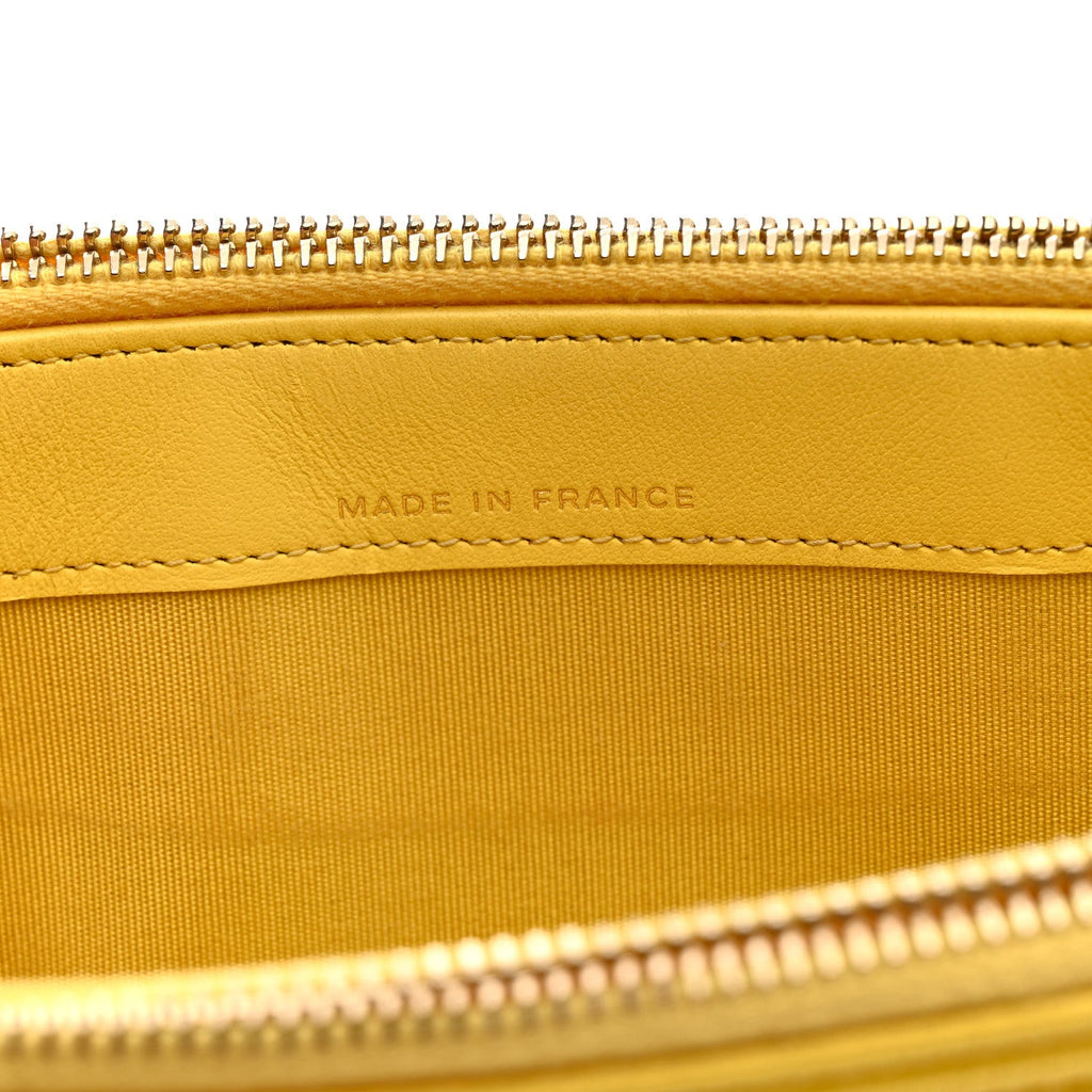 Chanel Caviar Quilted Small Boy Clutch With Chain Yellow