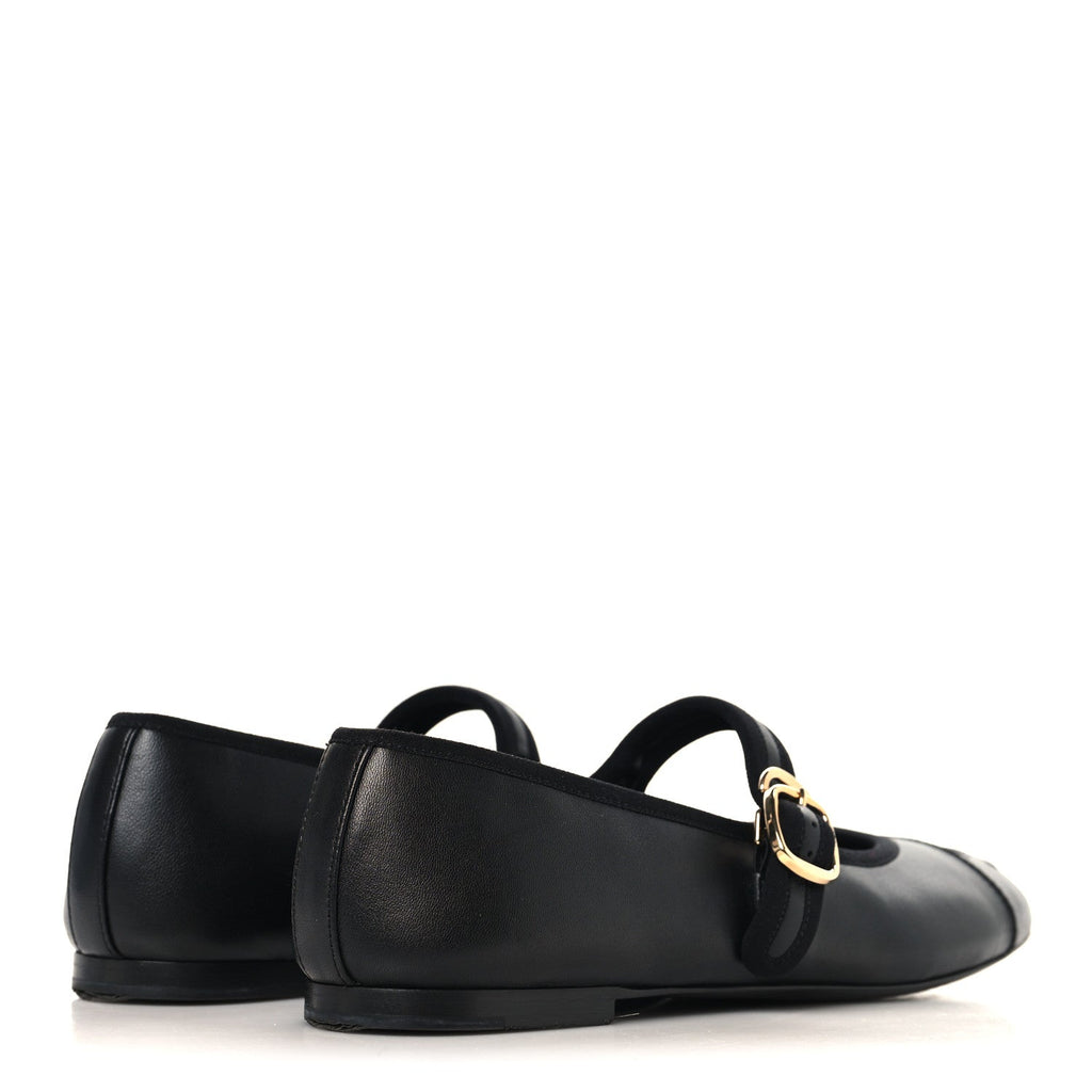 Lambskin Mary Jane Flats 38 Black
