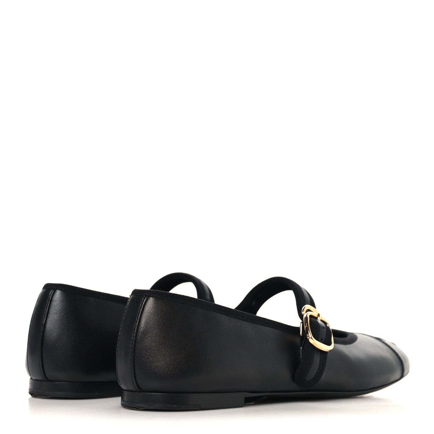 Lambskin Mary Jane Flats 38 Black