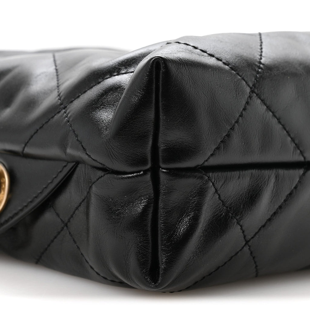 Chanel Shiny Calfskin Quilted Chanel 22 Backpack Black