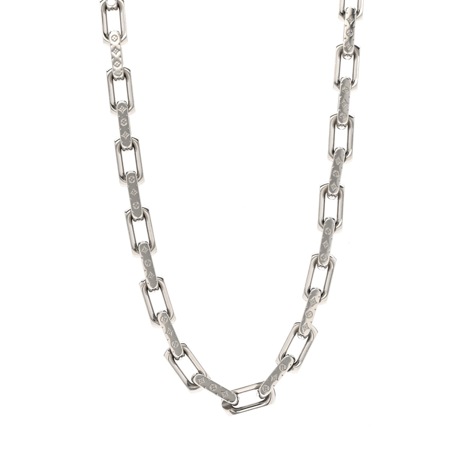 Louis Vuitton Monogram Chain Necklace Silver